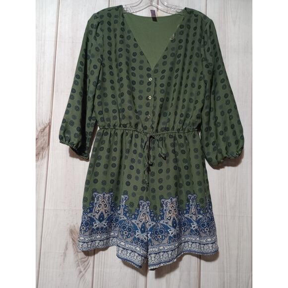 Alya Romper Ladies Medium Olive Green‎ Long Sleeve - Picture 1 of 9